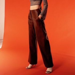 Dynamite Clothing Brown Faux Leather Wide Leg Pants